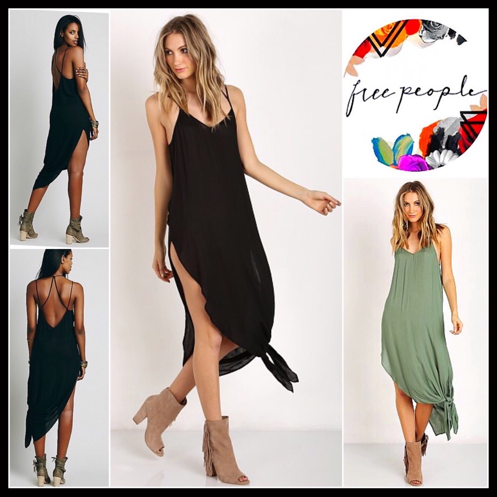 FREE PEOPLE BLACK Maxi MIDI Slip Dress - Picture 5 of 7